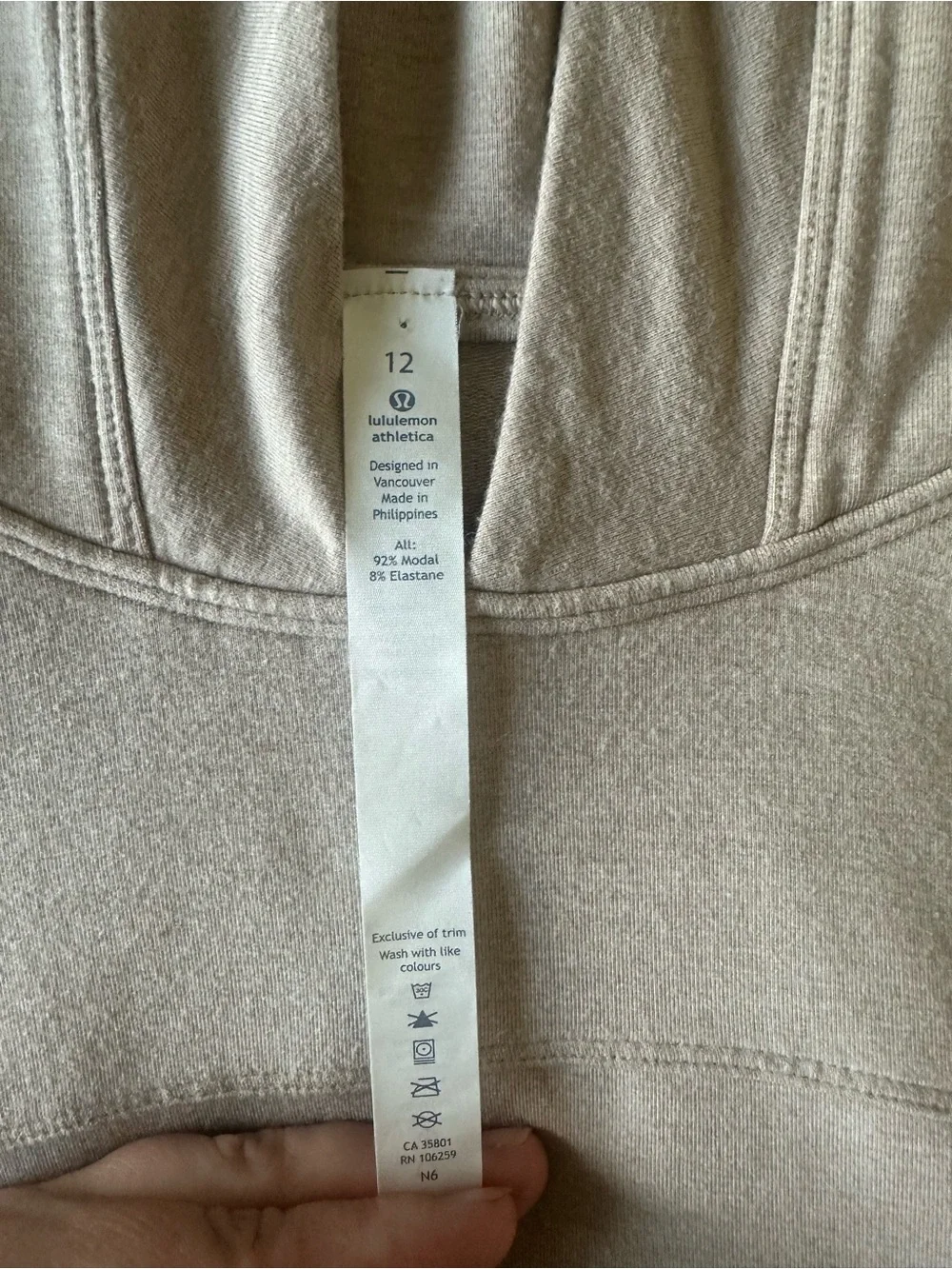 Lululemon Modal Hooded Pullover Taupe Size 12